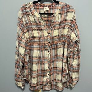 Knox Rose Plaid Top Size XXL